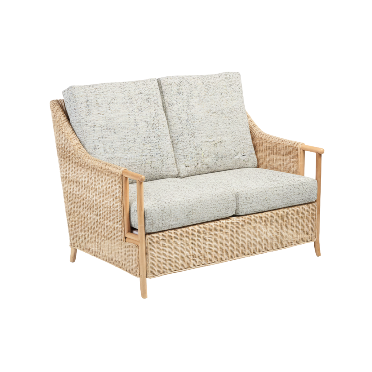 Eden Natural Cane 2 Seater Sofa in Athena Plain