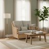 Eden Natural Cane 2 Seater Sofa in Athena Plain