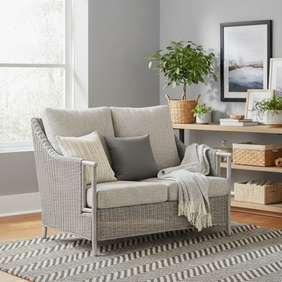 Eden Grey Cane 2 Seater Sofa in Jubilee Grey