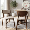 Eltera Walnut Upholstered Back Set of 2 Dining Chairs in Oatmeal Boucle