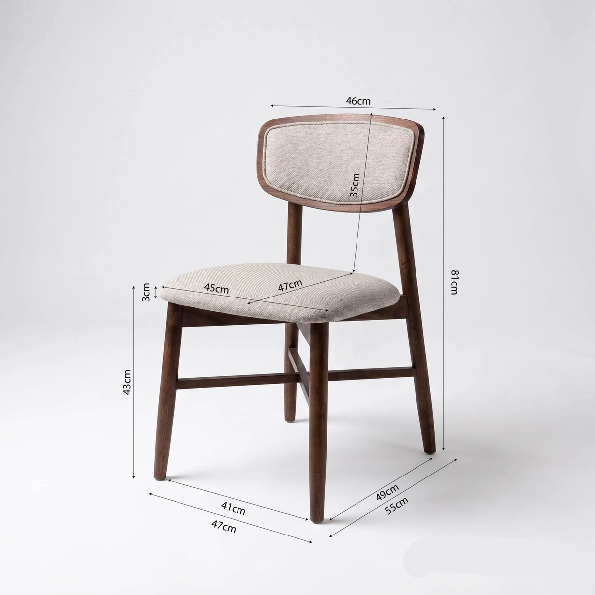 Eltera Walnut Upholstered Back Set of 2 Dining Chairs in Oatmeal Boucle