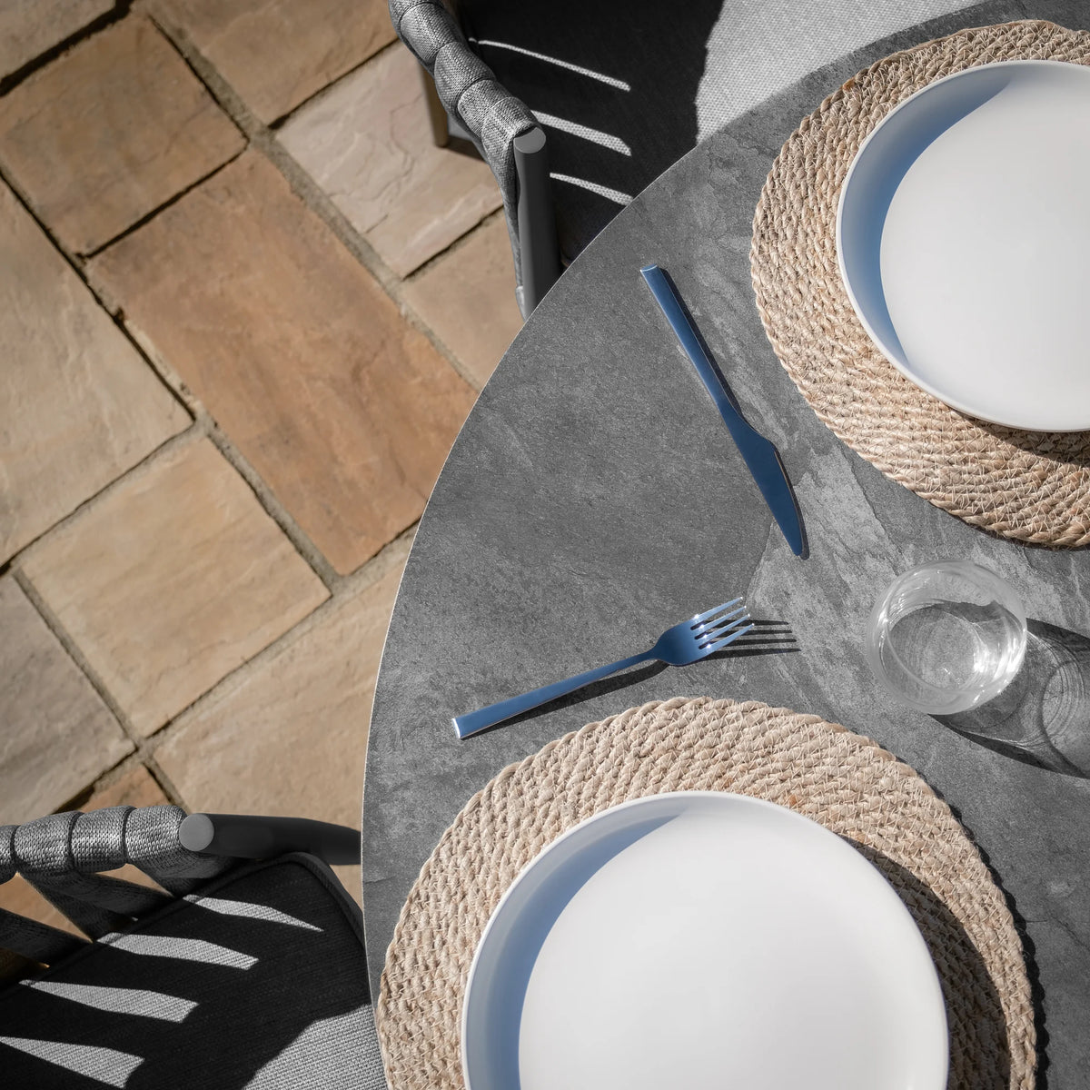 Elton 4 Seat Round Dining Set With Lazy Susan - Charcoal