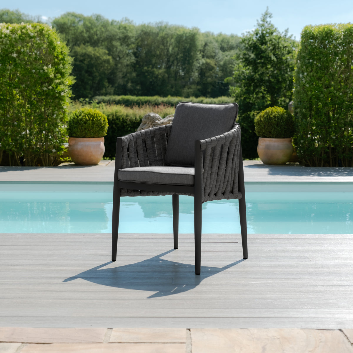 Elton 4 Seat Round Dining Set With Lazy Susan - Charcoal