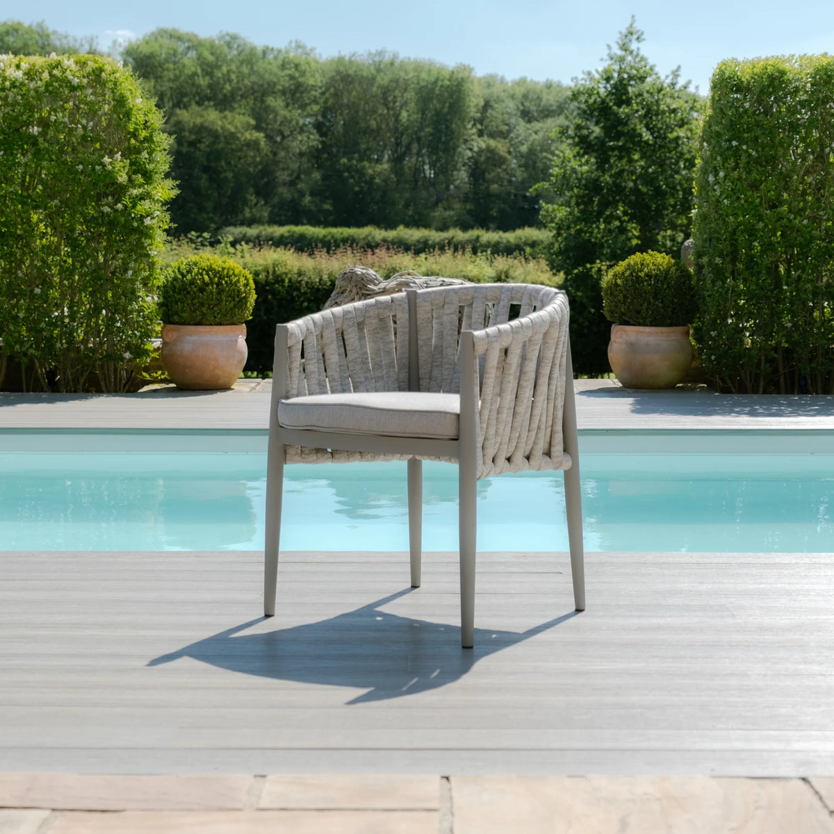 Elton 4 Seat Round Dining Set With Lazy Susan - Cool Linen