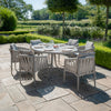 Elton 6 Seat Oval Dining Set With Lazy Susan - Cool Linen