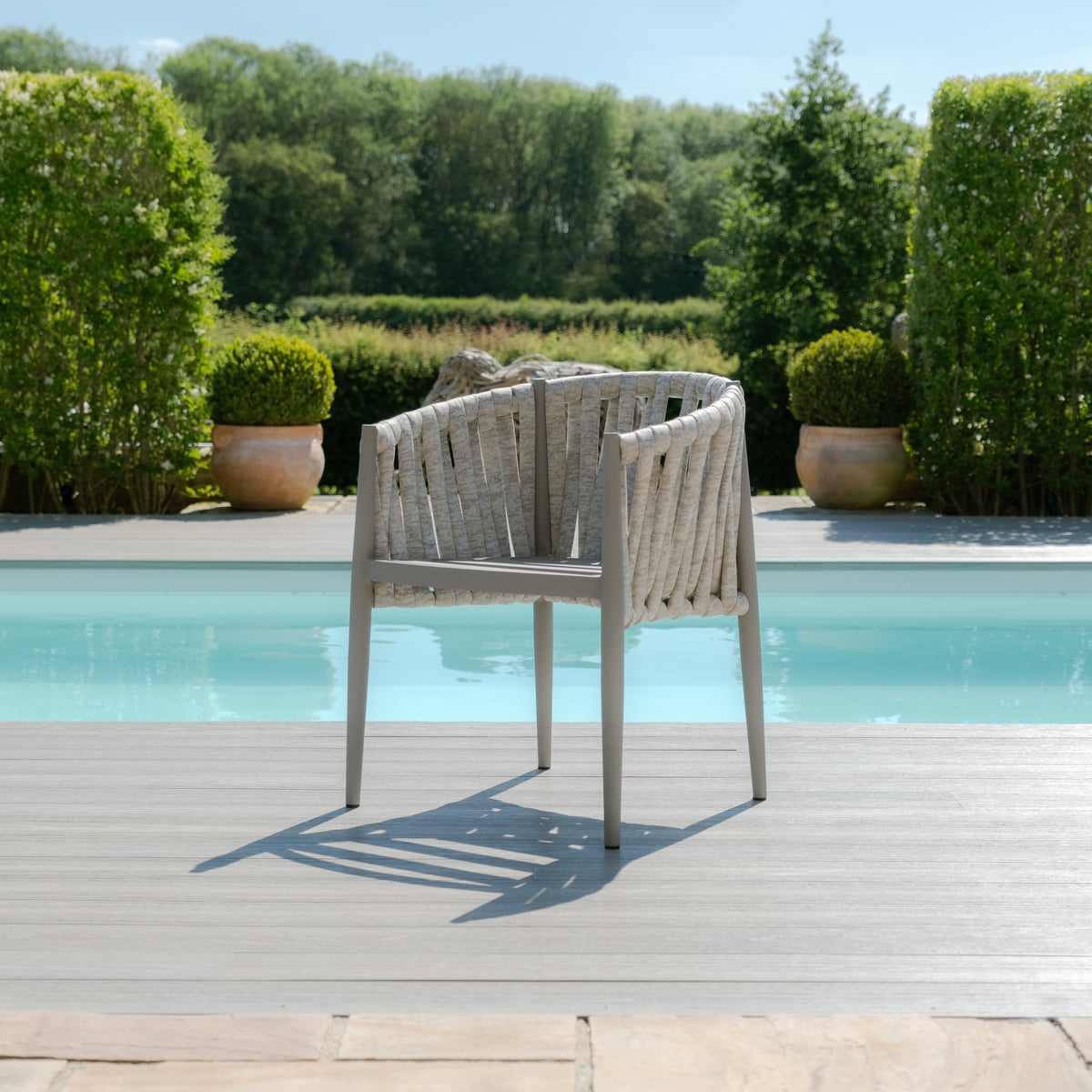 Elton 6 Seat Oval Dining Set With Lazy Susan - Cool Linen