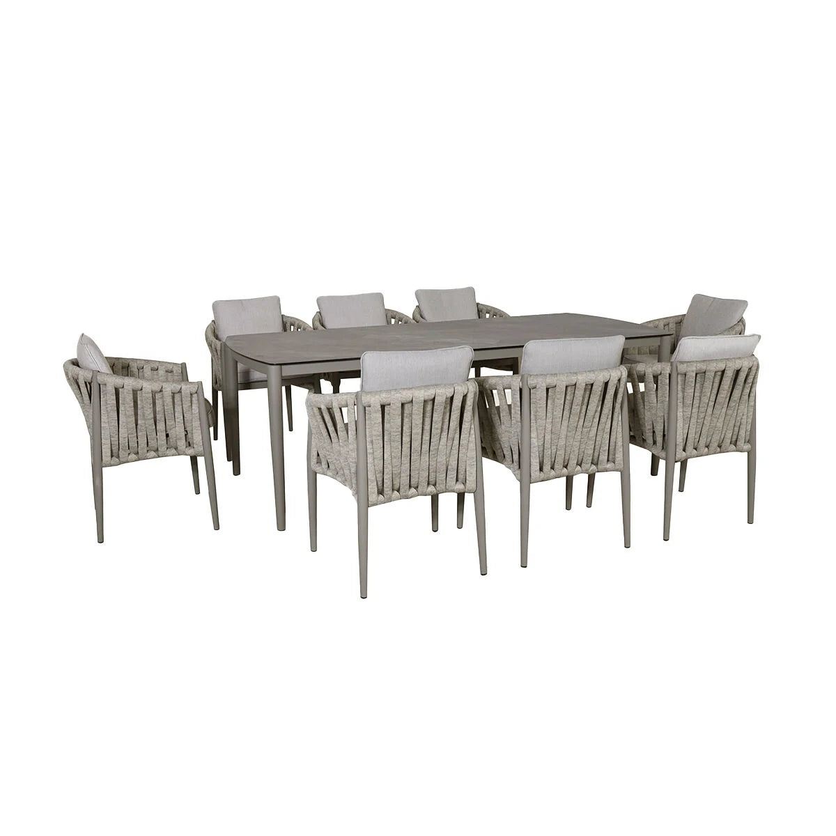 Elton 8 Seat Rectangular Dining Set - Cool Linen