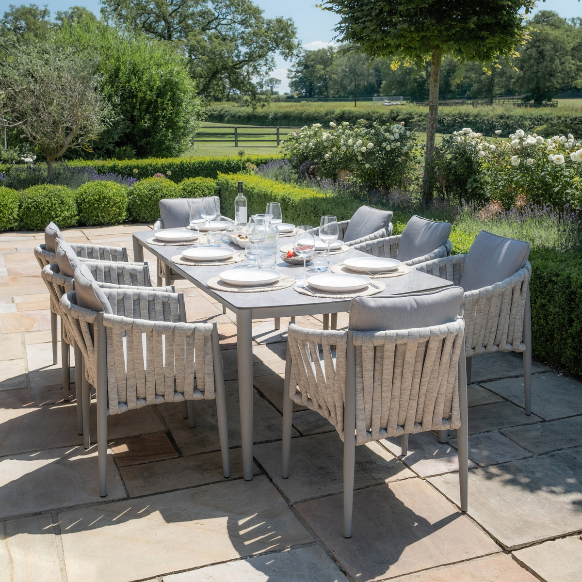 Elton 8 Seat Rectangular Dining Set - Cool Linen