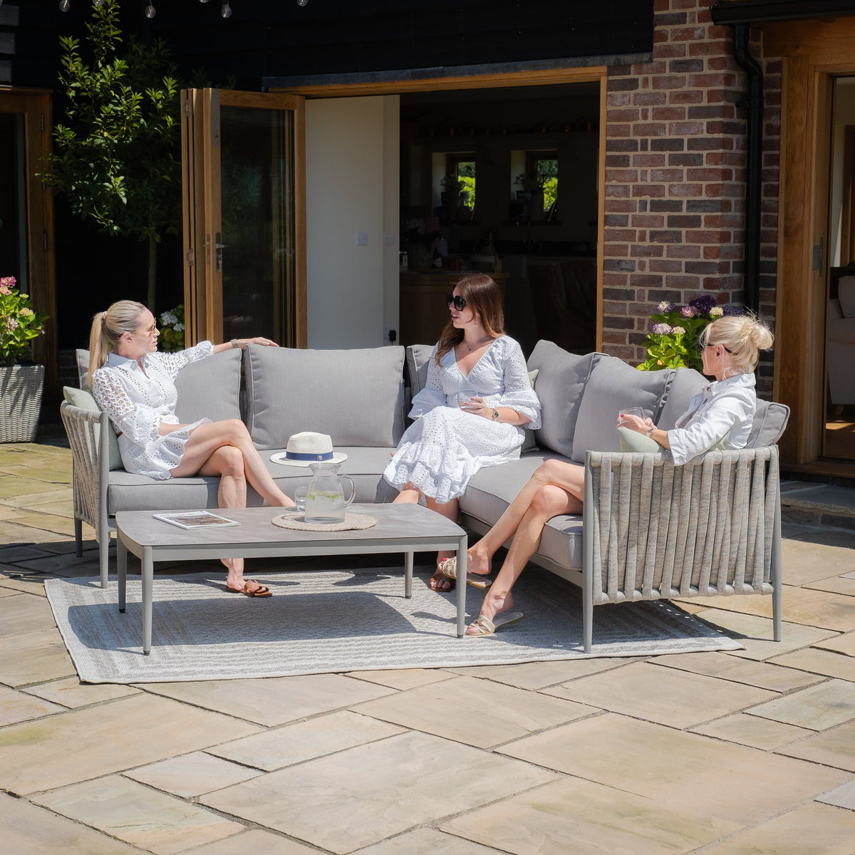 Elton Small Corner Sofa Set - Cool Linen