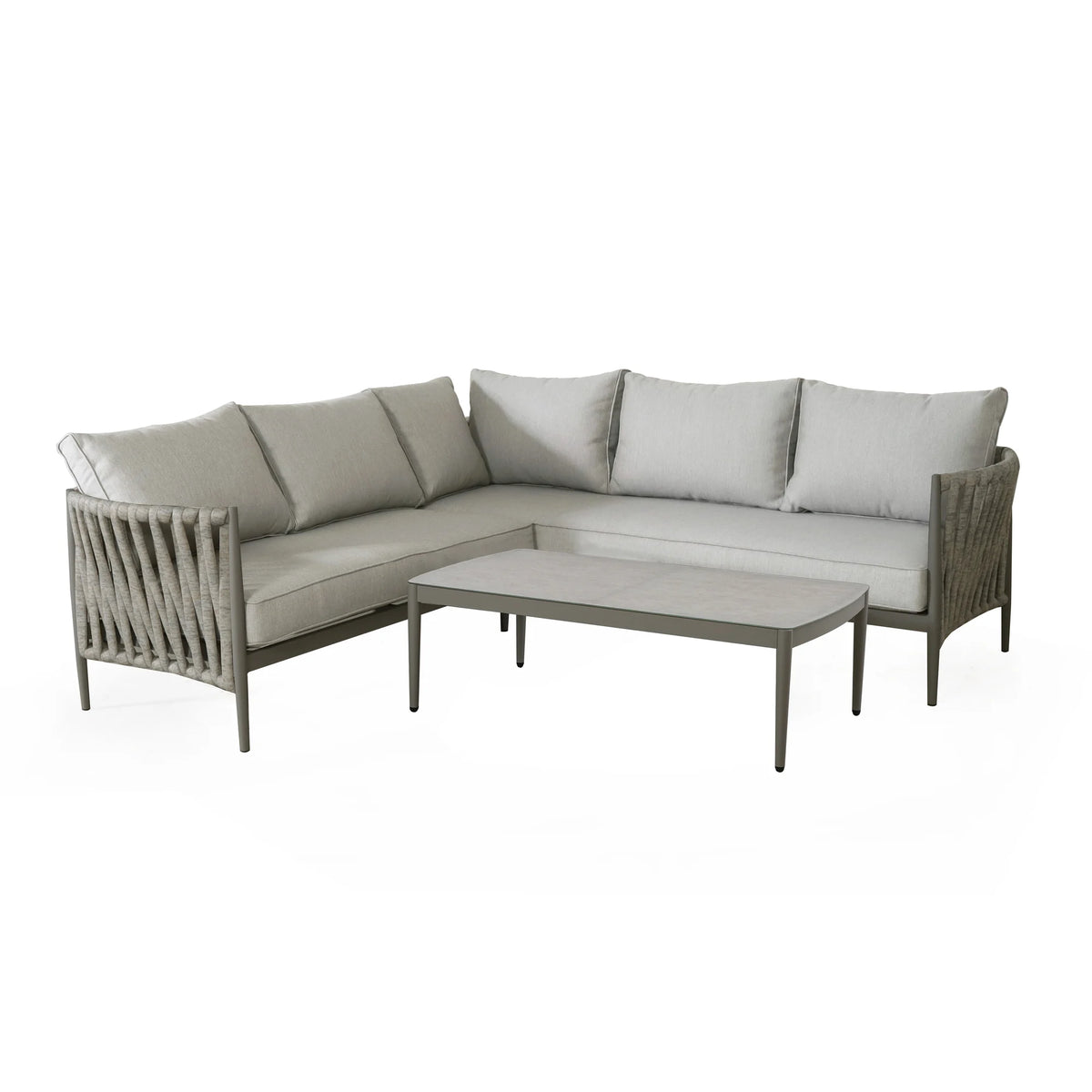Elton Small Corner Sofa Set - Cool Linen