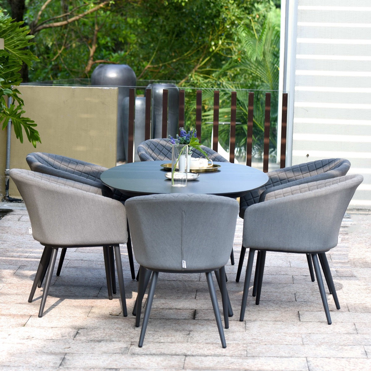 amalfi outdoor fabric 6 seat dining set with oval table all weather fabric