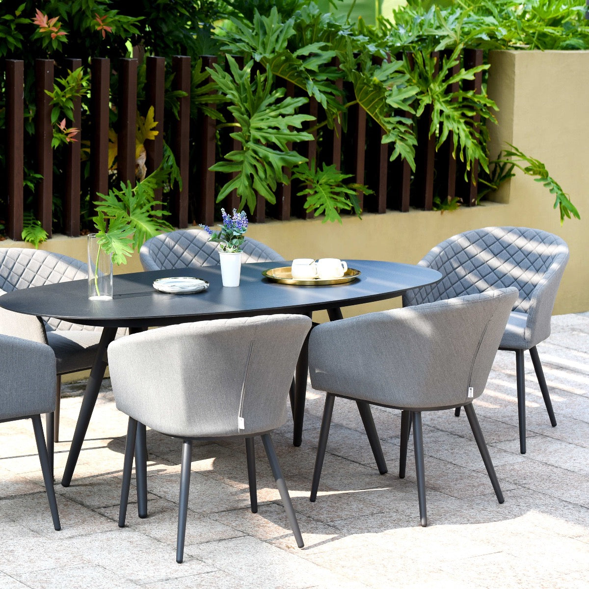 amalfi outdoor fabric 6 seat dining set with oval table all weather fabric