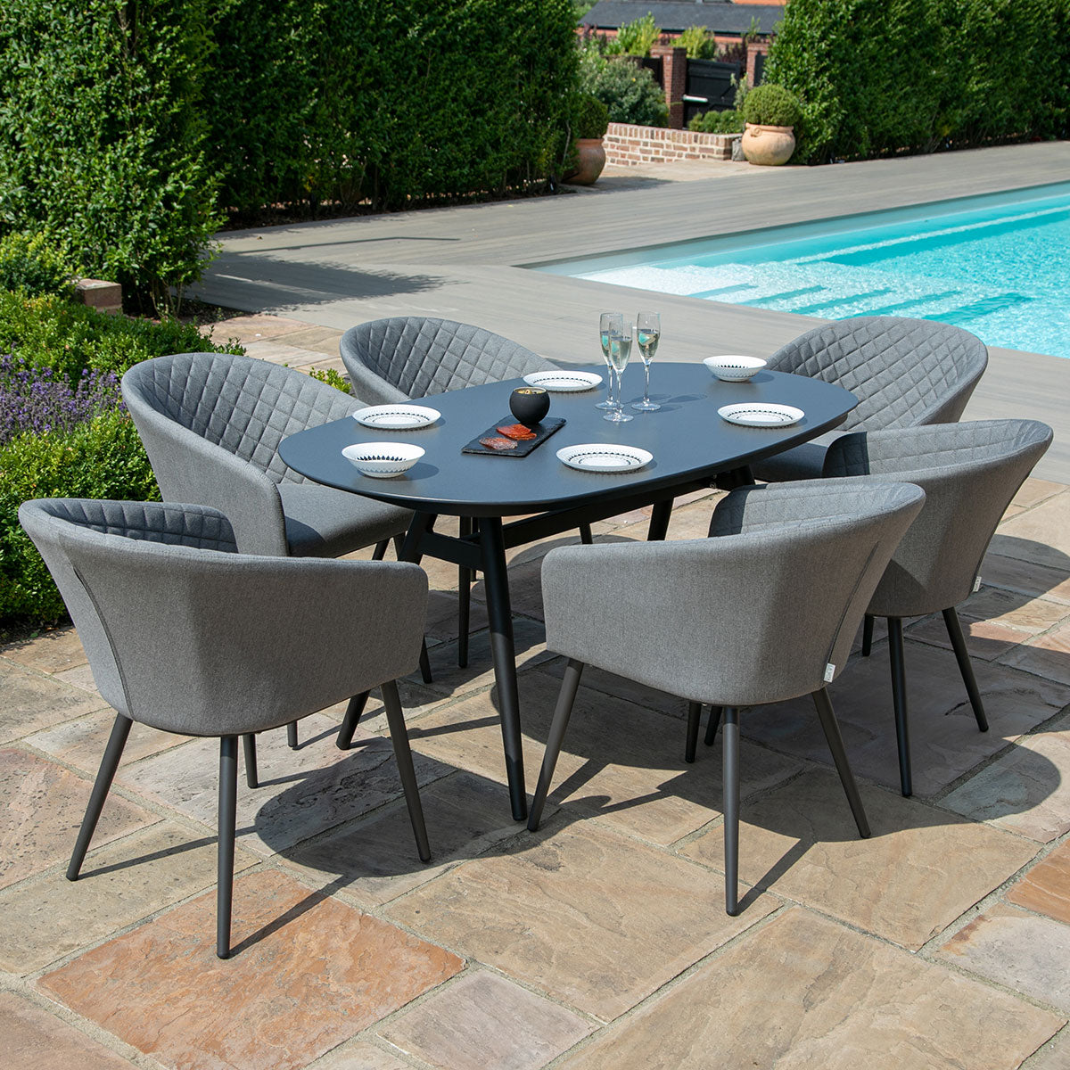 amalfi outdoor fabric 6 seat dining set with oval table all weather fabric