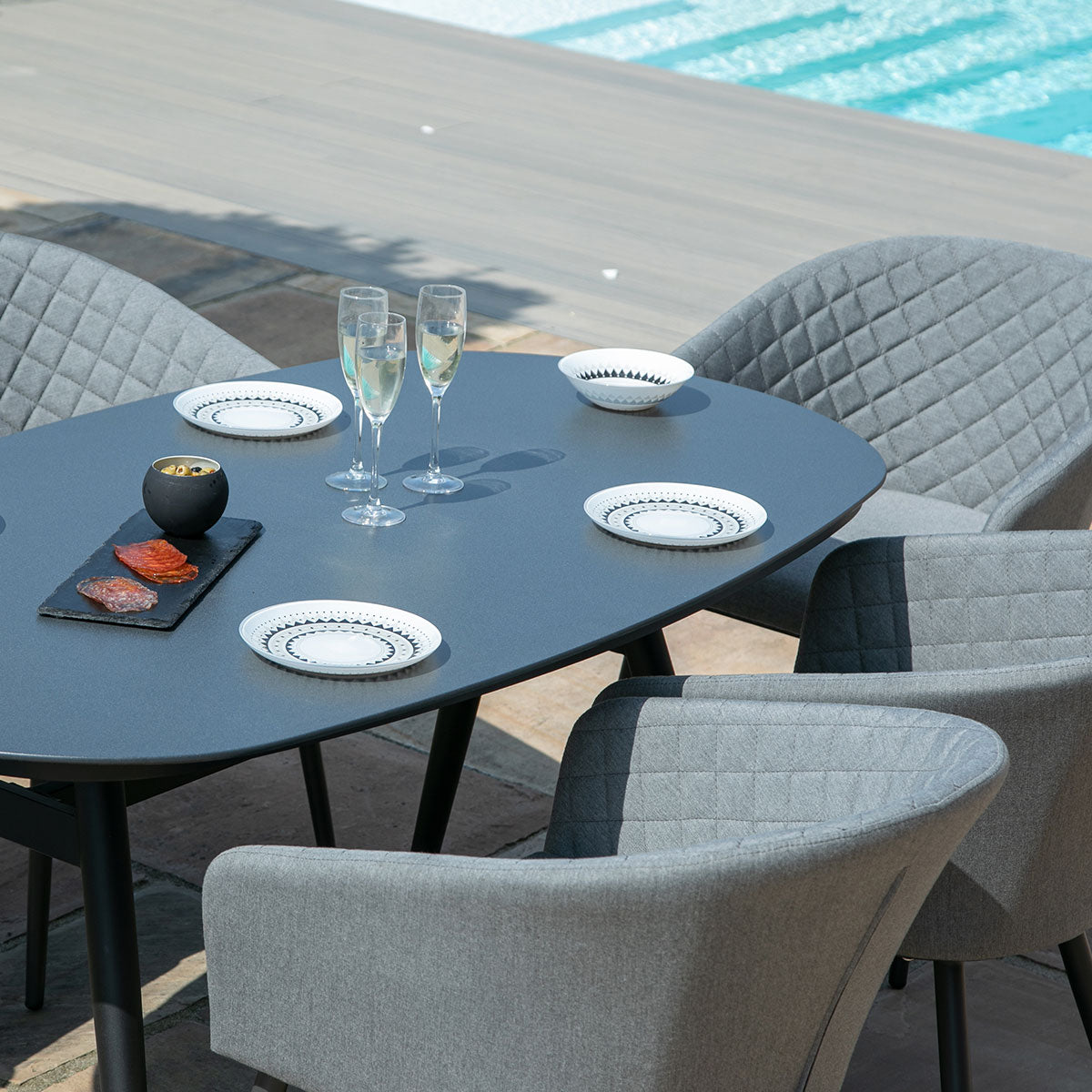 amalfi outdoor fabric 6 seat dining set with oval table all weather fabric