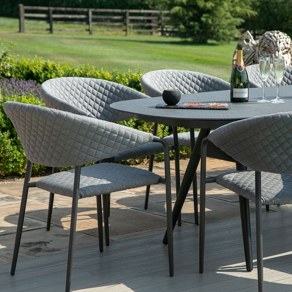 pebble outdoor fabric 8 seat dining set with oval table all weather fabric