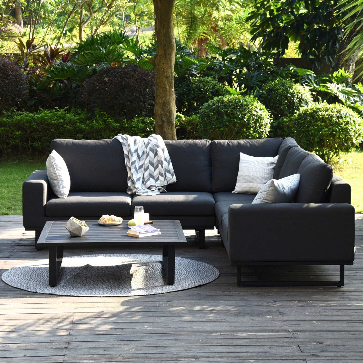 Aruba Outdoor Fabric Patio Corner Sofa Set with Coffee Table - All Weather Fabric