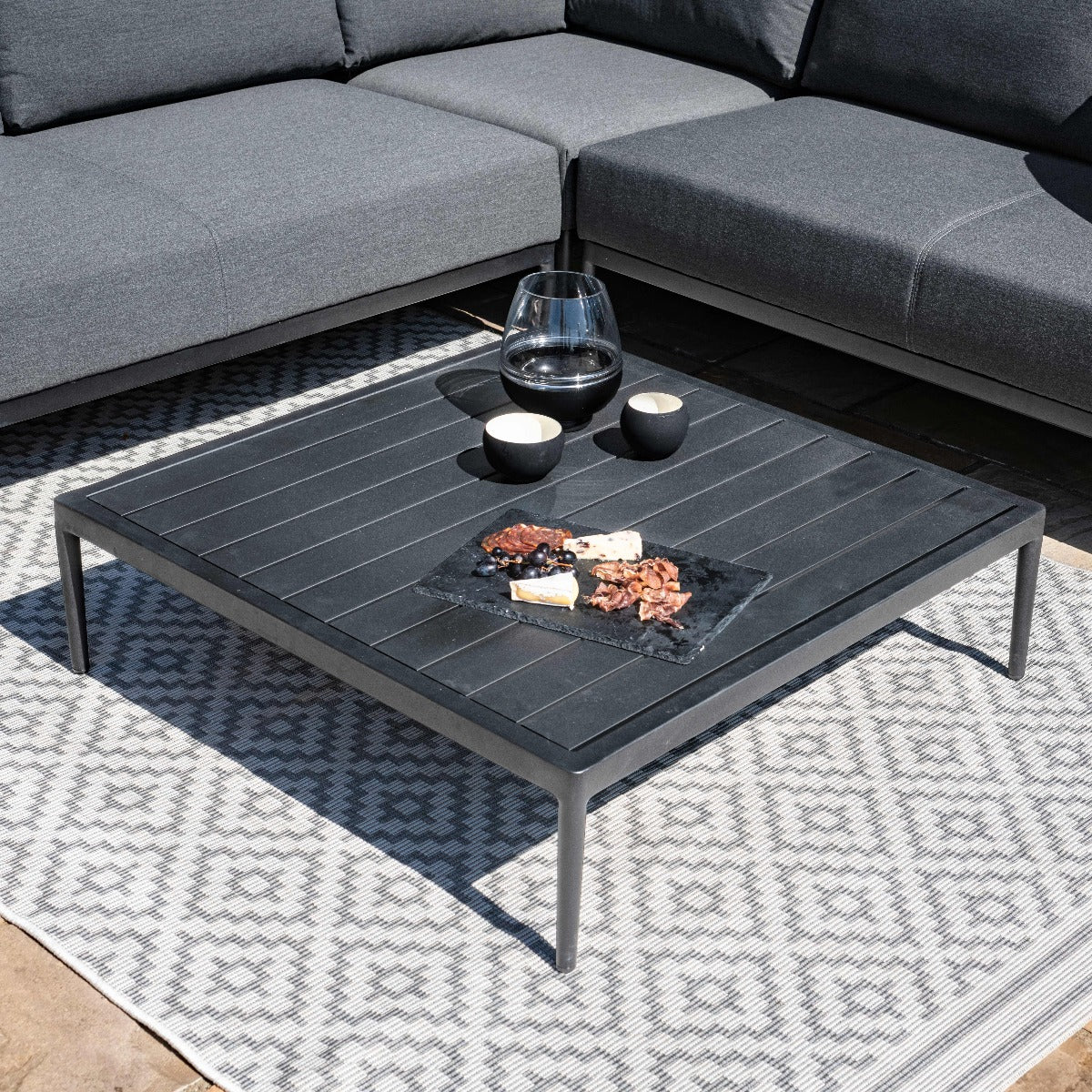 aruba outdoor fabric corner lounge set with coffee table all weather fabric