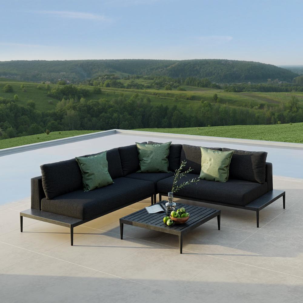 Aruba Outdoor Fabric Corner Lounge Set with Coffee Table - All Weather Fabric