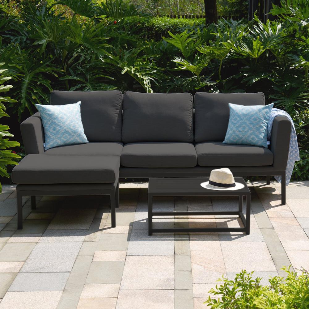 Aruba Outdoor Fabric Chaise Sofa Set with Coffee Table - All Weather Fabric