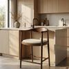 Fiora Walnut Bar Stool with Oatmeal Bouclé Upholstery