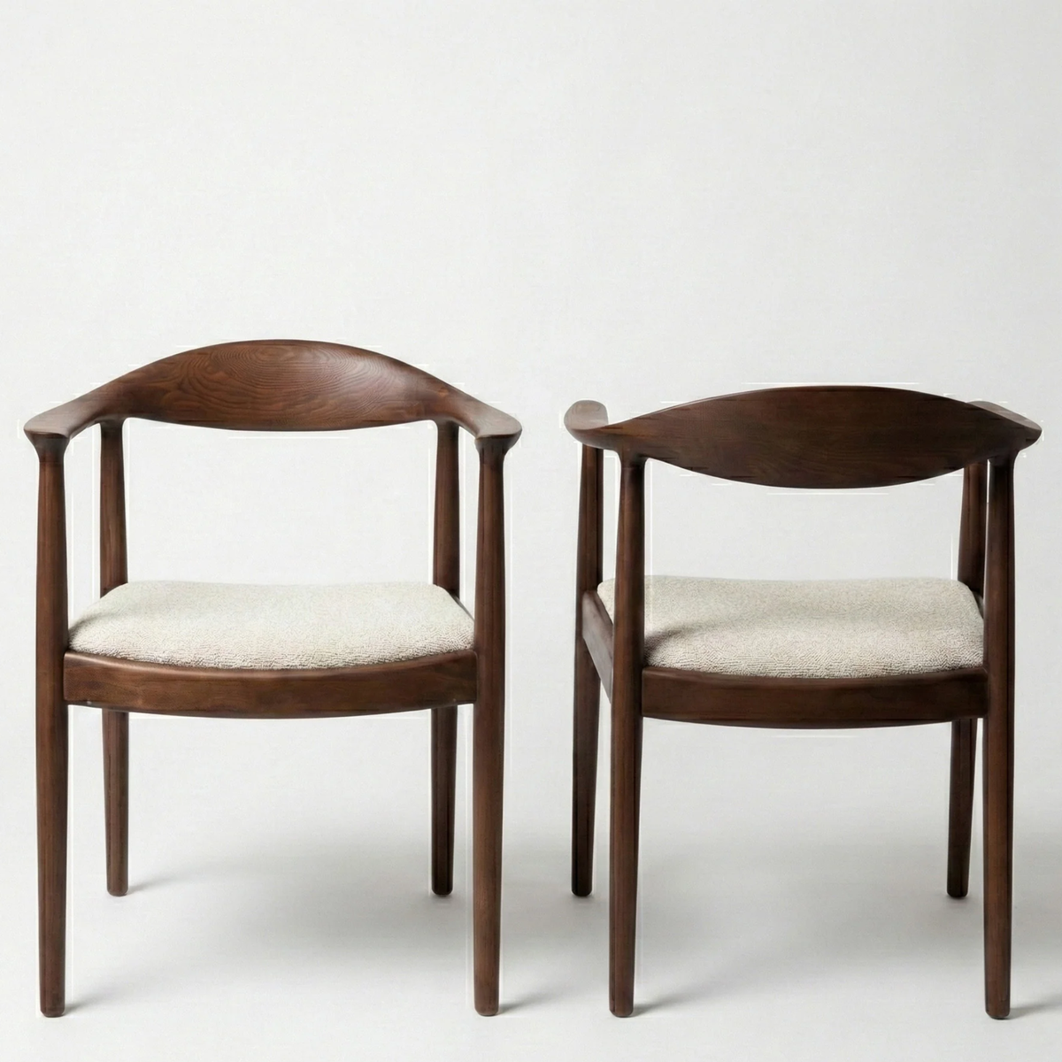 Fiora Walnut Dining Chair in Oatmeal Bouclé - Set of 2