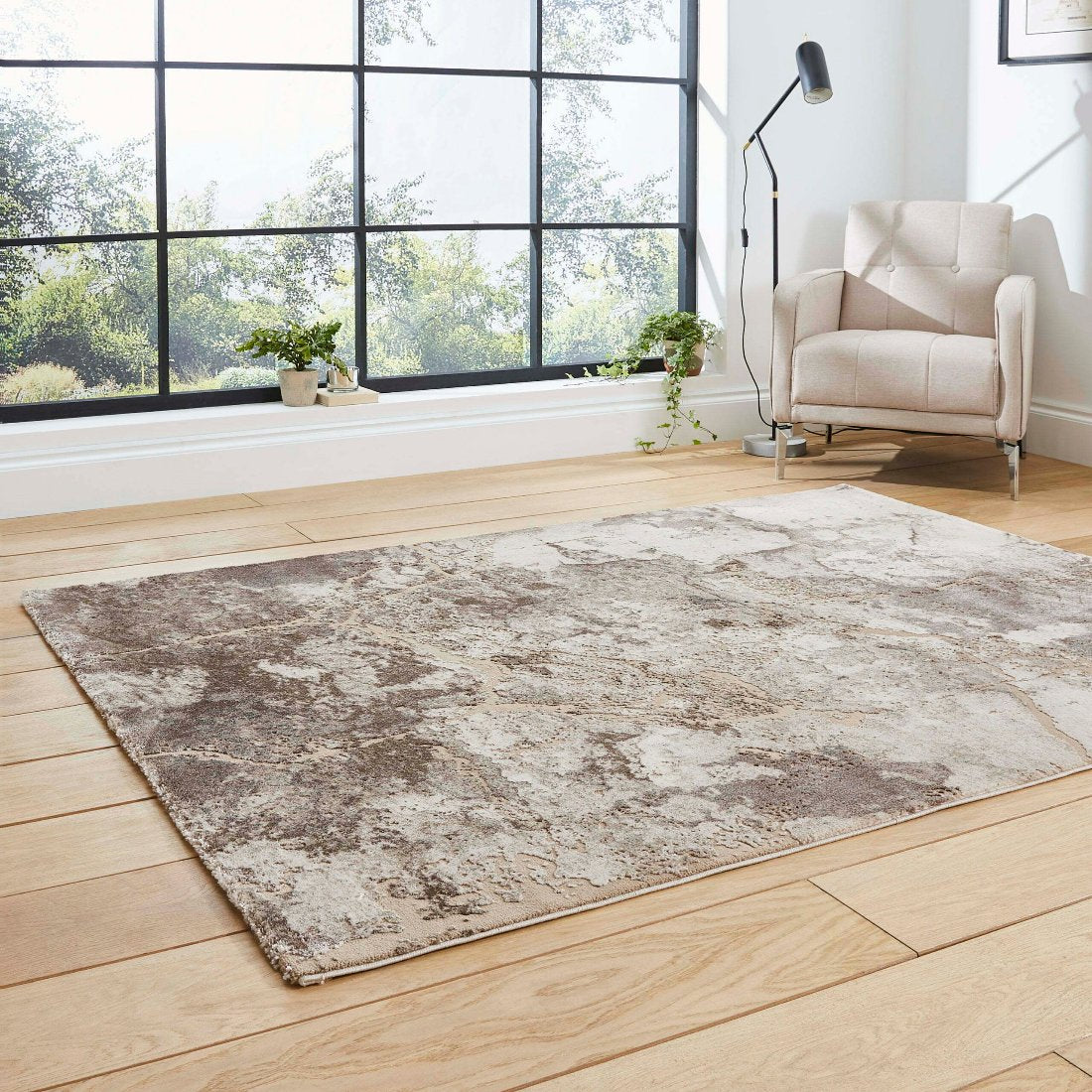 florence abstract rug in beige & silver (50032) 3 sizes available