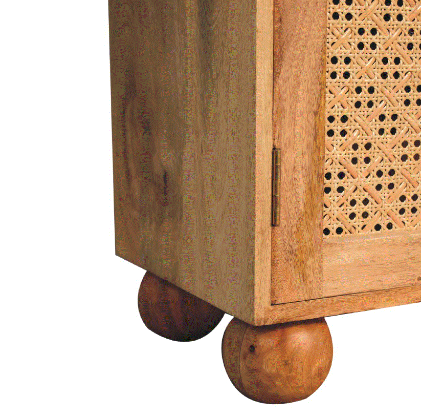 Arched Rattan Sideboard Rattan and Mango Wood Cabinet