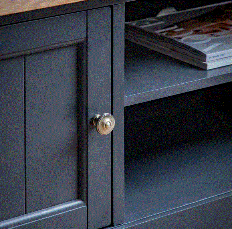 Elden Dark Grey Media TV Unit with Wooden Top