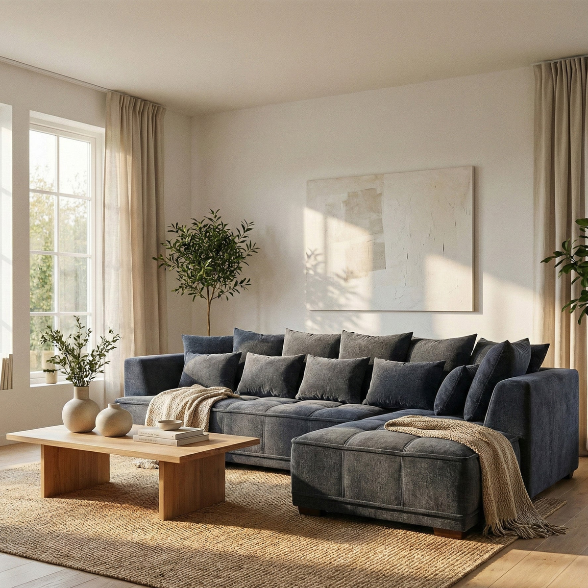 Galleria Corner Sofa in Steel Grey Velvet