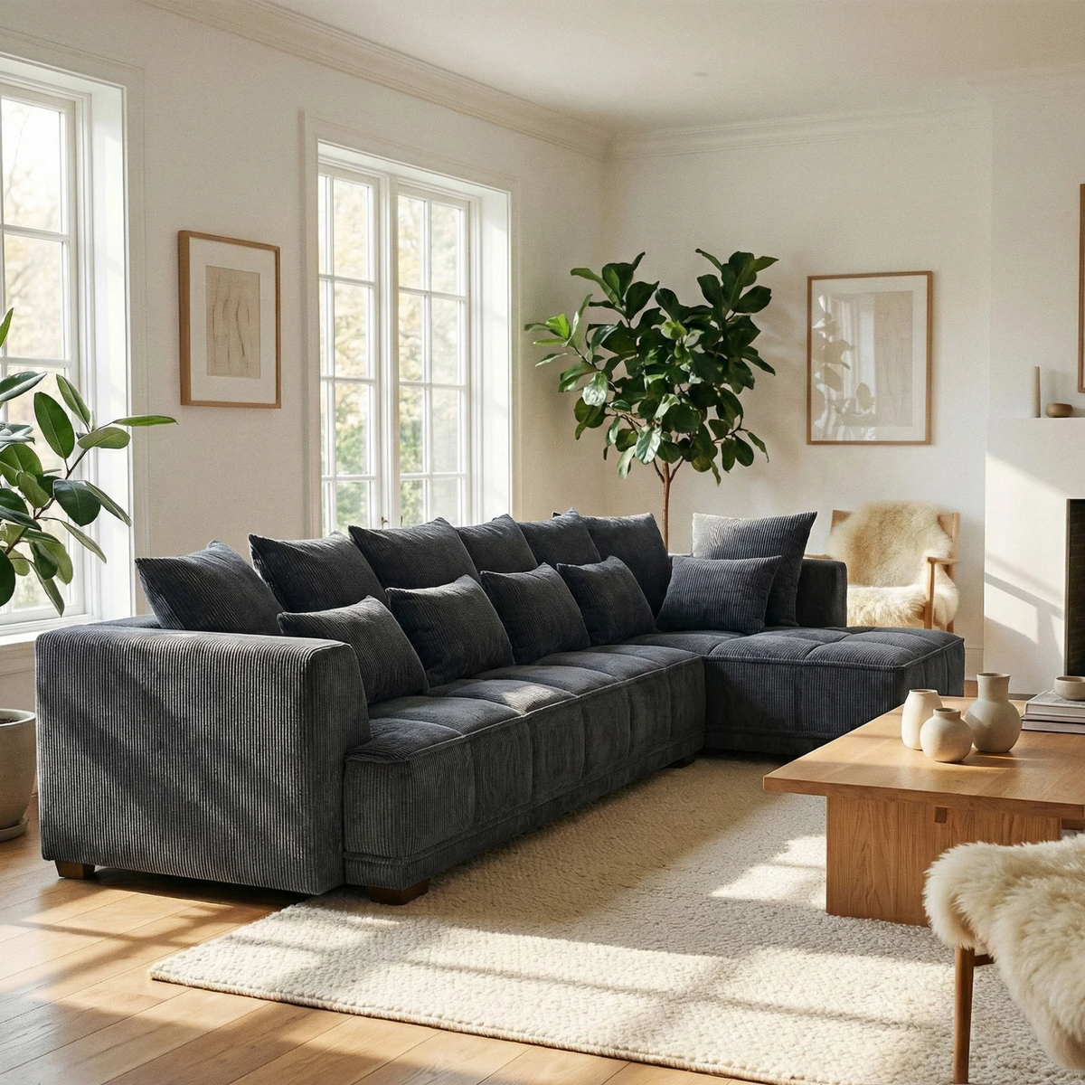 Galleria Corner Sofa in Steel Grey Velvet