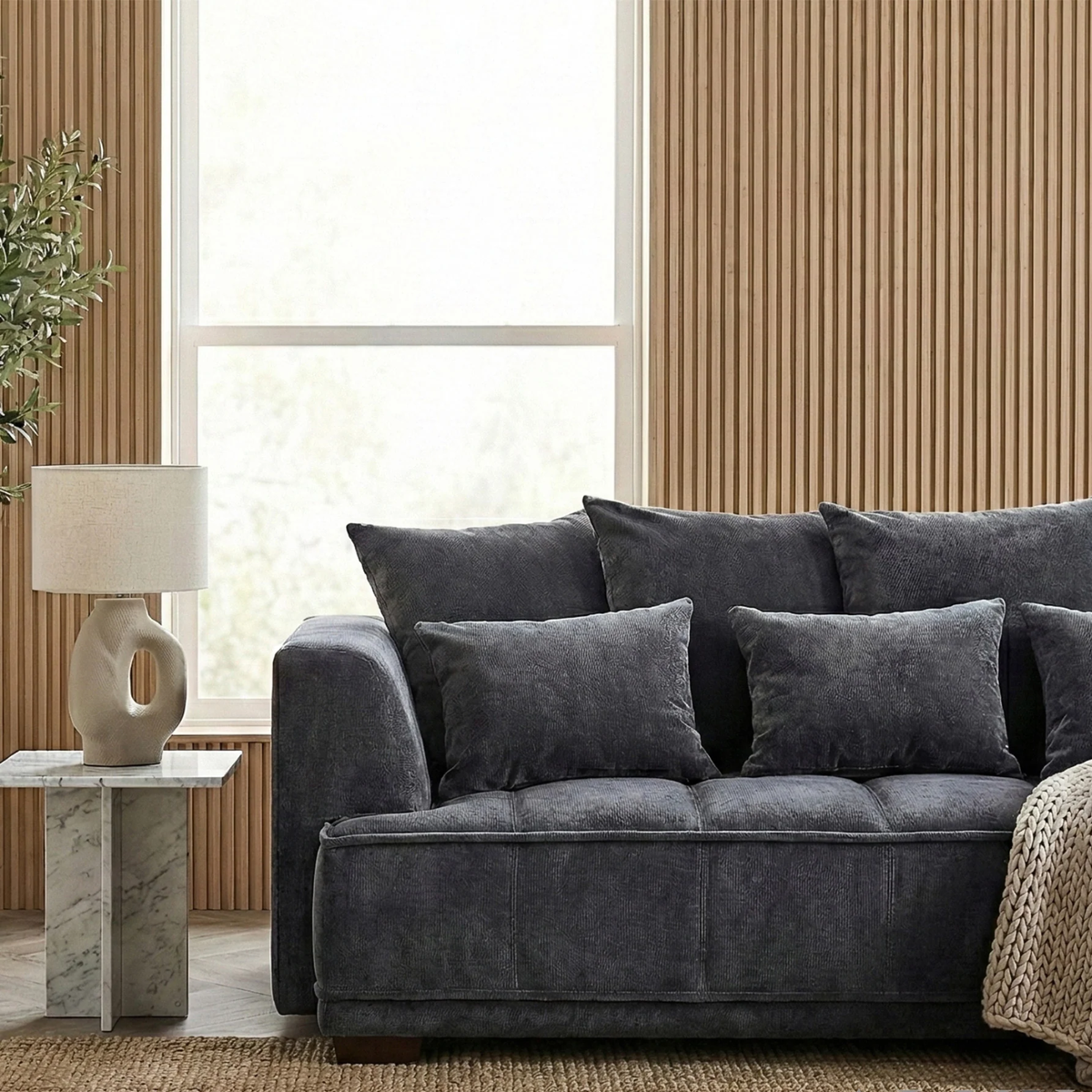 Galleria Corner Sofa in Steel Grey Velvet