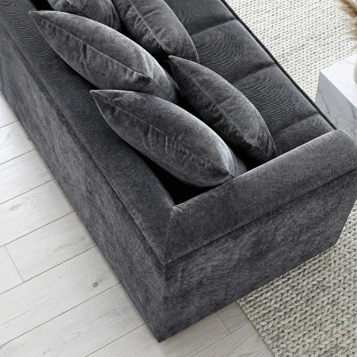 Galleria Corner Sofa in Steel Grey Velvet