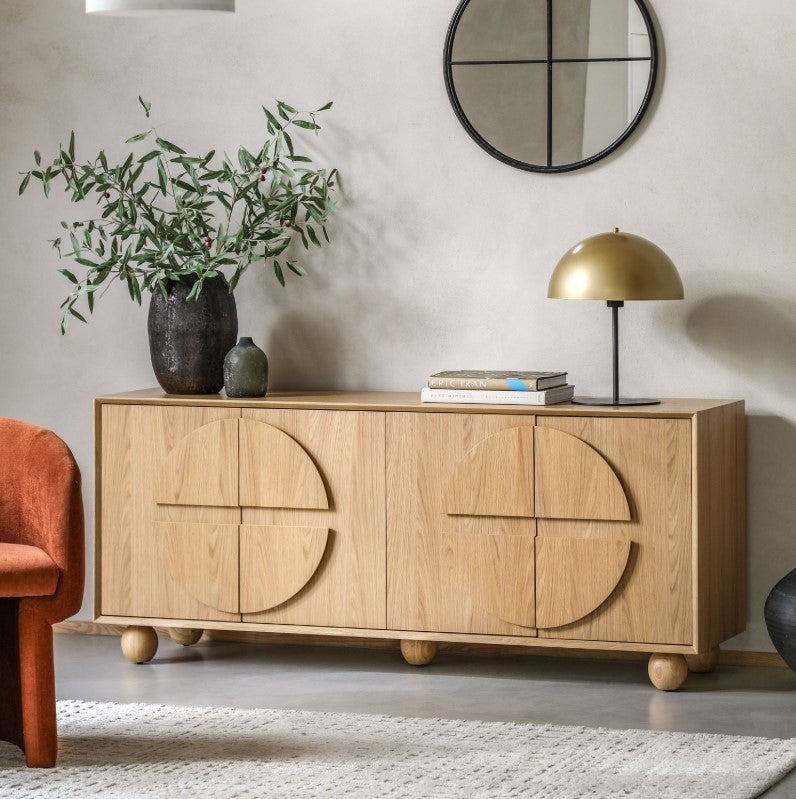 Gordo Wide Wooden 4 Door Sideboard Cabinet