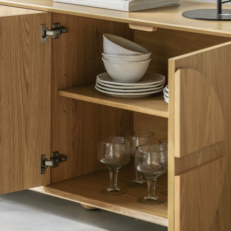Gordo Wide Wooden 4 Door Sideboard Cabinet
