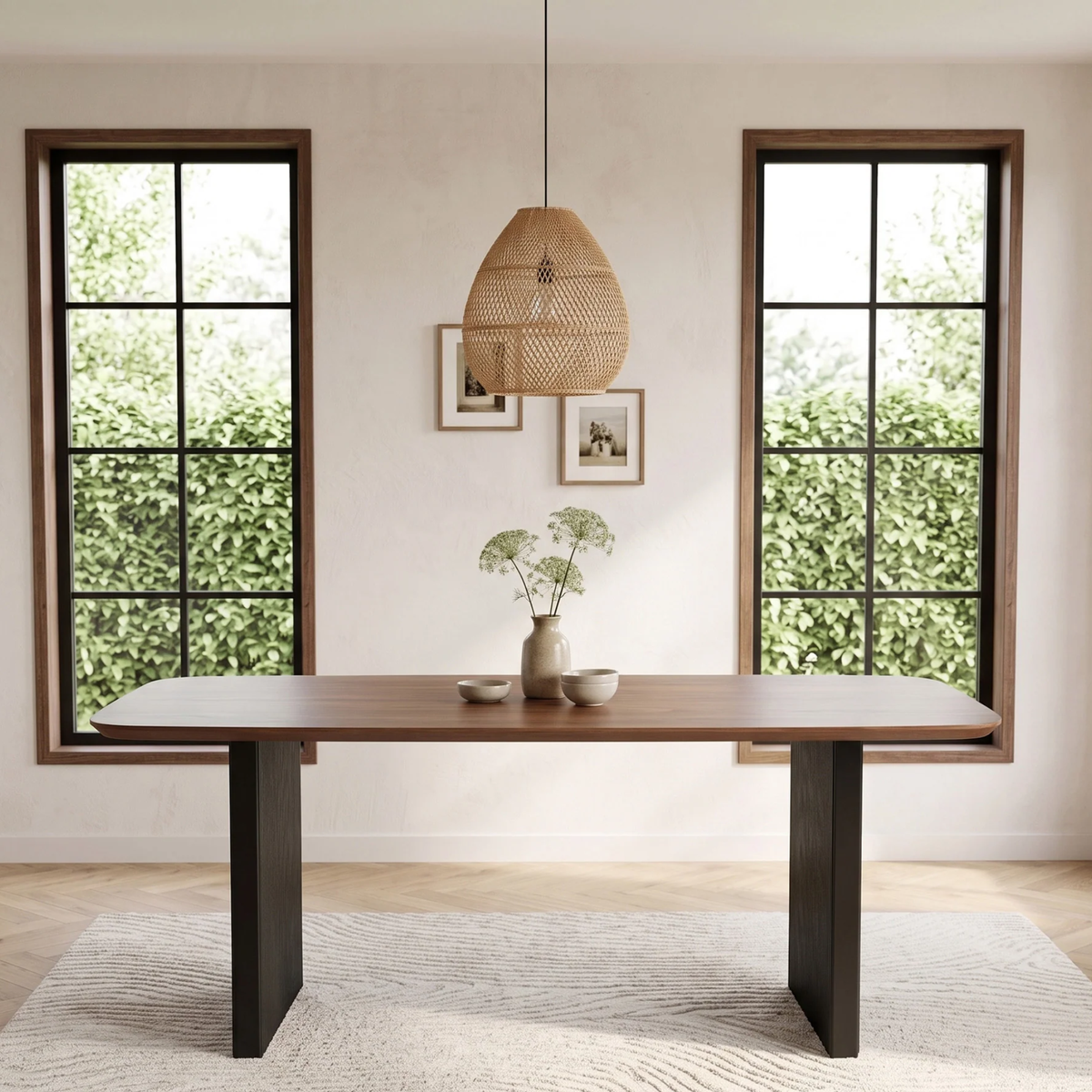 Gerova 180cm Walnut Dining Table - Slimline Fluted Base