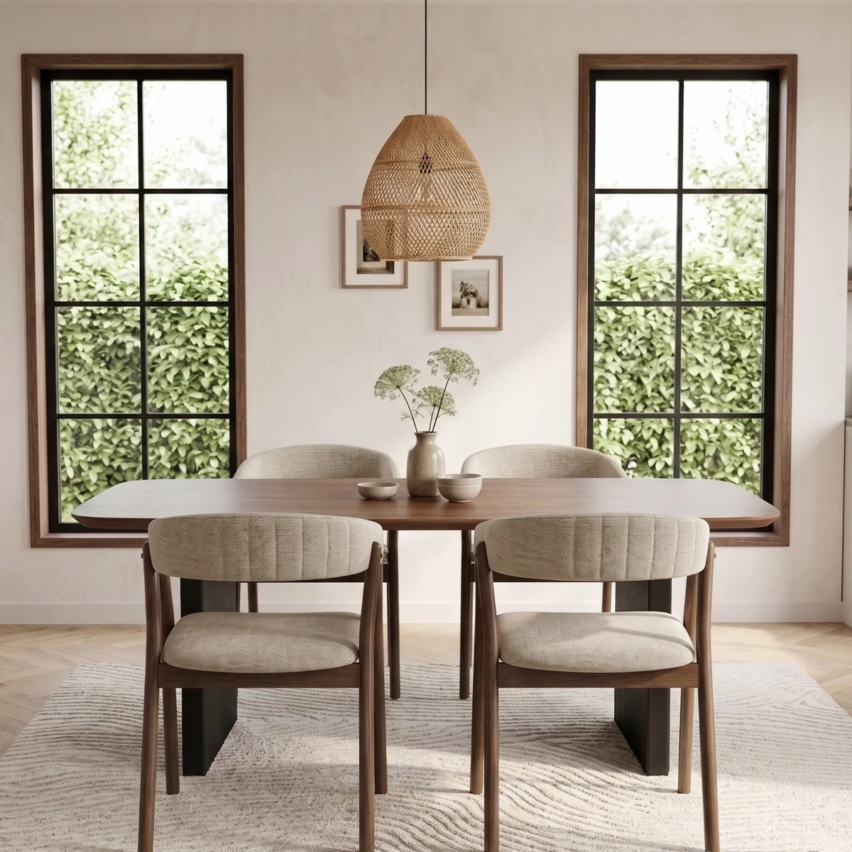 Gerova 180cm Walnut Dining Table - Slimline Fluted Base