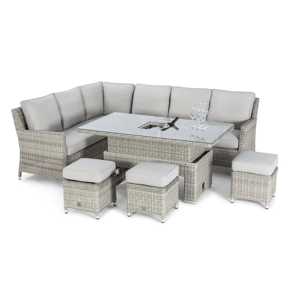 Grasmere Outdoor Rattan Corner Sofa with Adjustable Table & Ice Bucket