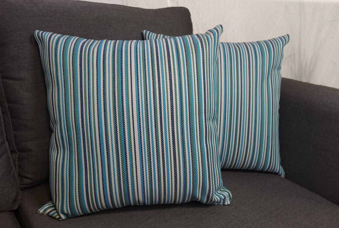 Green Stripe Outdoor Waterproof Scatter Cushion Reversible 17"