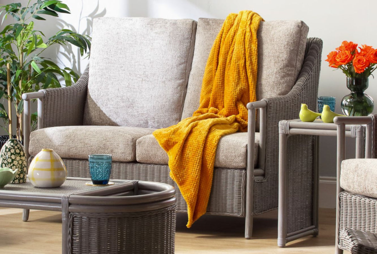 Eden Grey Cane 2 Seater Sofa