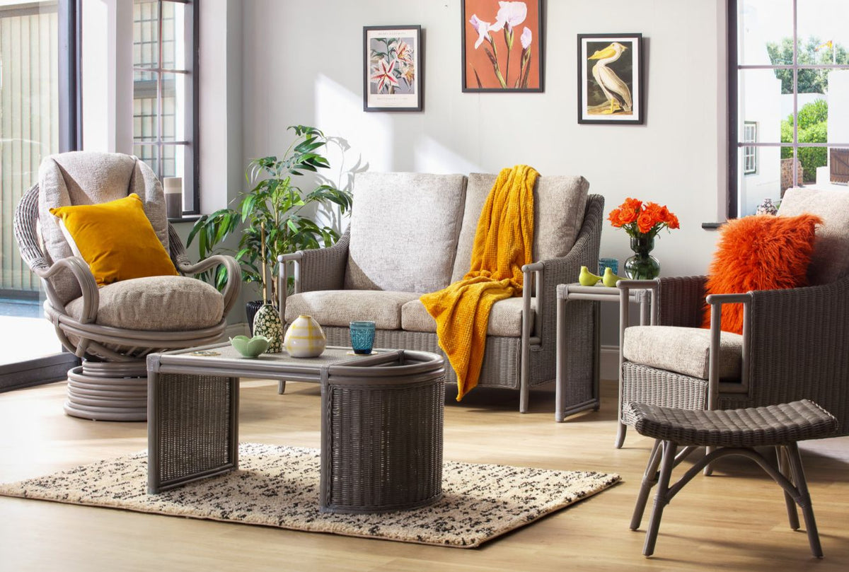 Eden Grey Cane 2 Seater Suite