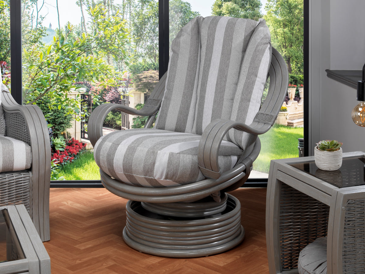 Turin Grey Laminated Rattan Swivel Rocker
