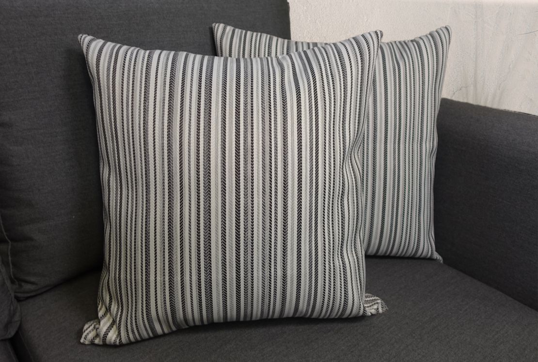 Grey Stripe Outdoor Waterproof Scatter Cushion Reversible 17"