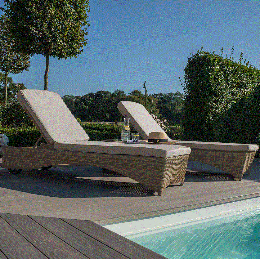 Windemere Outdoor Rattan Sunlounger and Side Table Set