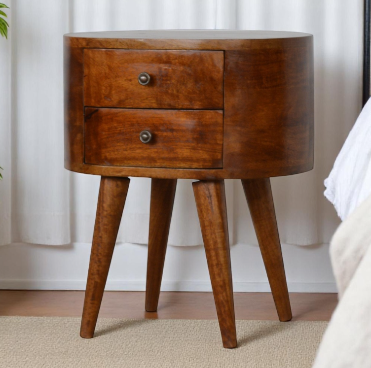 Chestnut Mango Wood 2 Drawer Bedside