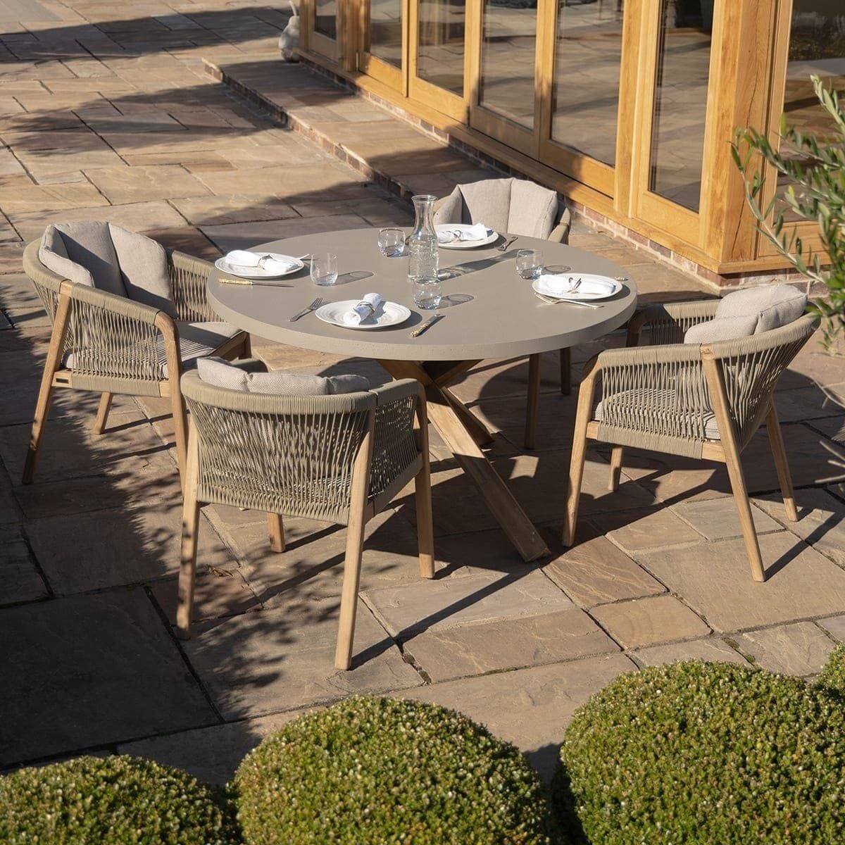 Haiti 4 Seat Round Dining Set - Light Brown