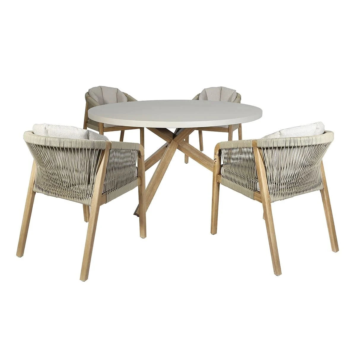 Haiti 4 Seat Round Dining Set - Light Brown
