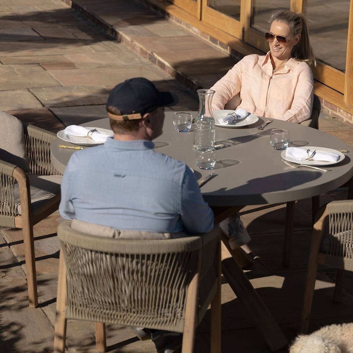 Haiti 4 Seat Round Dining Set - Light Brown