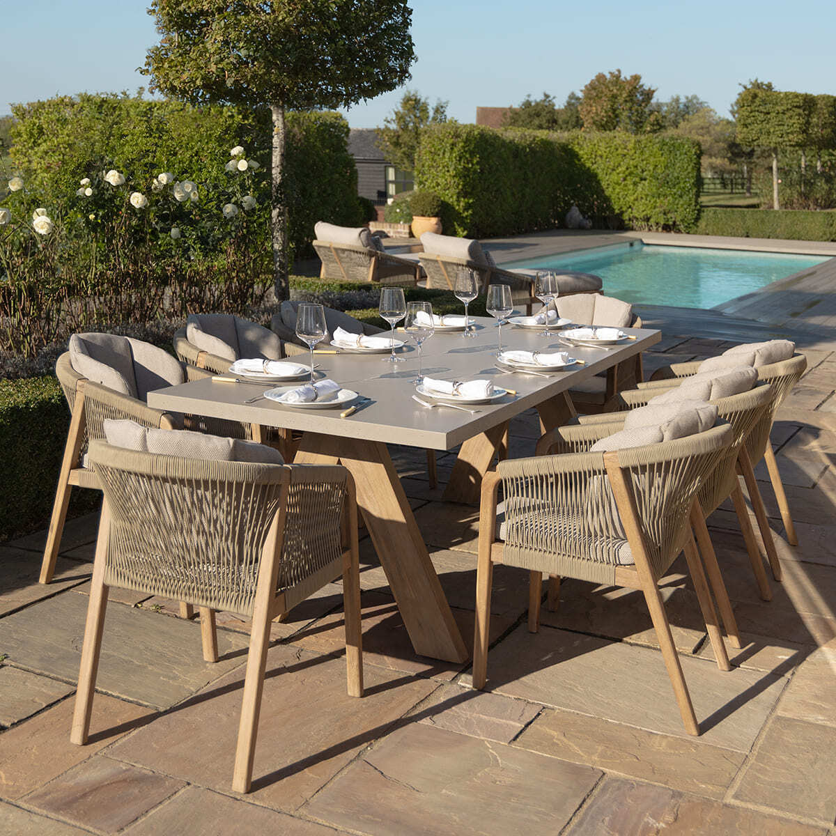 Haiti 8 Seat Rectangular Dining Set - Light Brown