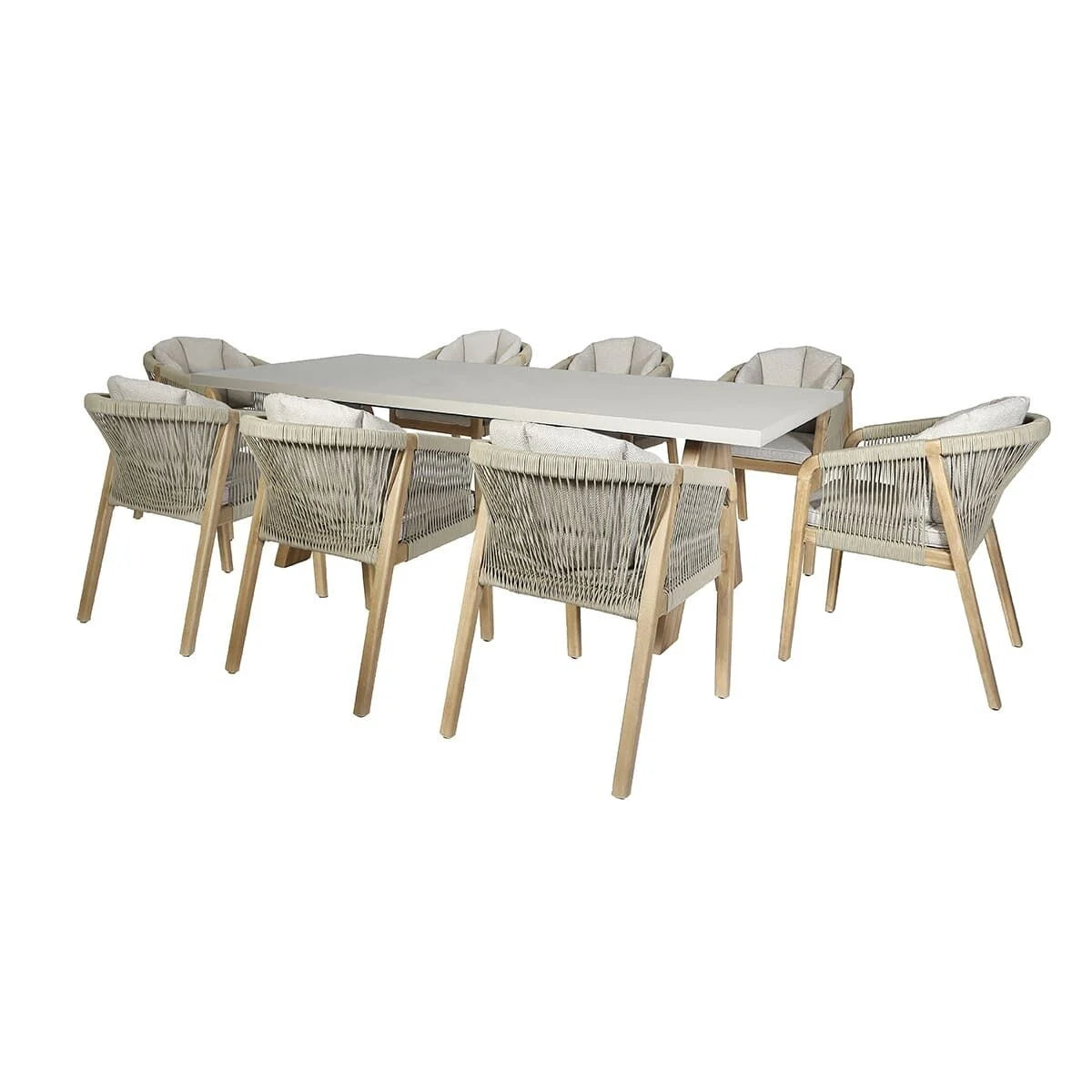 Haiti 8 Seat Rectangular Dining Set - Light Brown