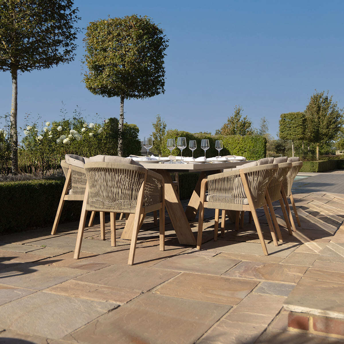 Haiti 8 Seat Rectangular Dining Set - Light Brown